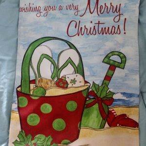Coastal Christmas garden flag & hanging plaque
